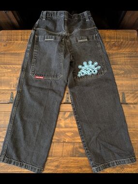 90’s Y2K Vintage JNCO Blue Crown Wide Leg Skater Baggy Jeans Size 28Wx29L Mens